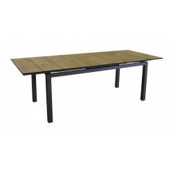 Table extensible - HIVAOA - Aluminium époxy graphite - Plateau à lames HPL - 180/240 x 90 cm de marque PROLOISIRS, référence: J8968700