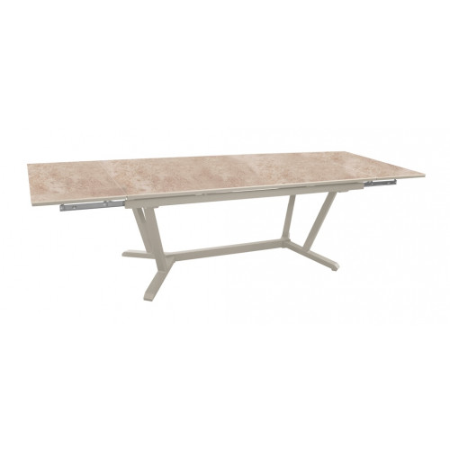 Table extensible - VITA - Aluminium époxy crème - Plateau céramique Kedra Downtown 6 mm - 180/230/280 x 100 cm - PROLOISIRS
