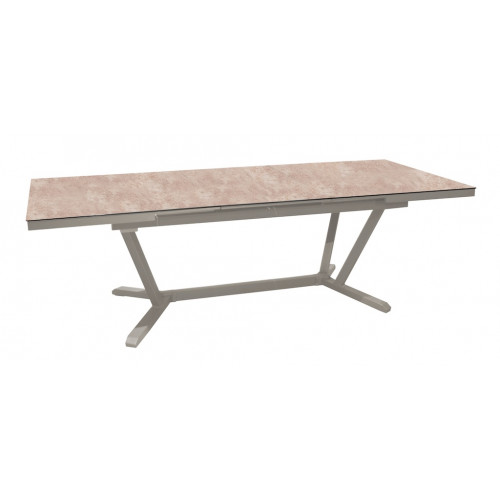 Table extensible - VITA - Aluminium époxy crème - Plateau céramique Kedra Downtown 6 mm - 180/240 x 100 cm - PROLOISIRS