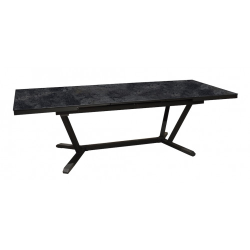 Table extensible - VITA - Aluminium époxy graphite - Plateau céramique Kedra Magma 6 mm - 180/240 x 100 cm - PROLOISIRS