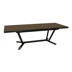 Table extensible - VITA - Aluminium époxy graphite - Plateau céramique Kedra Oxyde 6 mm - 180/240 x 100 cm de marque PROLOISIRS, référence: J8970900