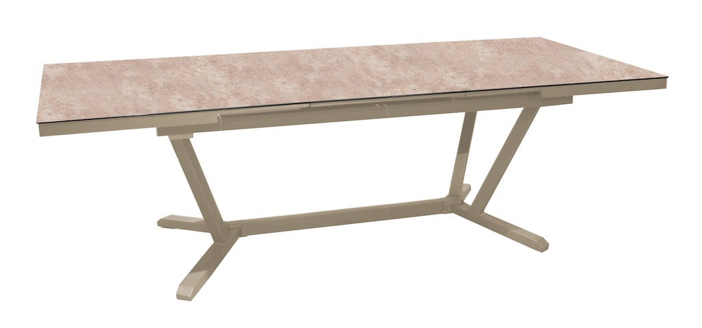 Table extensible VITA Aluminium époxy sand Plateau céramique Kedra Downtown 6 mm 180240 x 100 cm