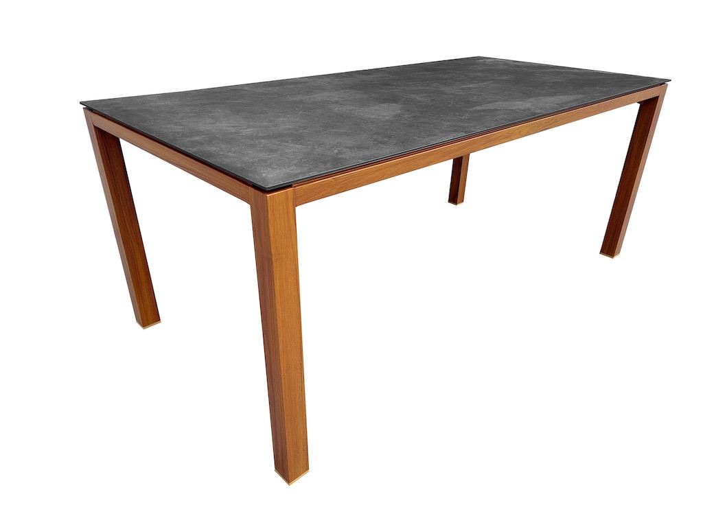 Table fixe CHANEO Aluminium époxy chêne Heat Plateau plein céramique 6 mm 180 x 90 cm