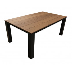 Table fixe - ELENA - Aluminium époxy graphite - Plateau lames fibre stone bois structure - 180 x 108 cm de marque PROLOISIRS, référence: J8971500