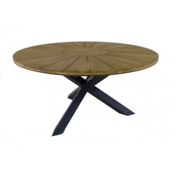 Table fixe - FERRONE - Aluminium graphite - Teck FSC 100% - Ø150 cm de marque PROLOISIRS, référence: J8971800