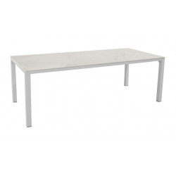 Table fixe - STONEO - Aluminium époxy blanc - Plateau céramique Kedra Dual 8 mm - 220 x 100 cm - PROLOISIRS