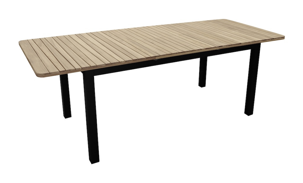 Table de jardin extensible Balito en aluminium et bois d'acacia .160220 x .90 x H.74 cm Proloisirs - vue 2