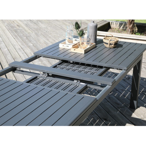 Table de jardin rectangulaire extensible Genes - graphite 220/270/320 cm - PROLOISIRS