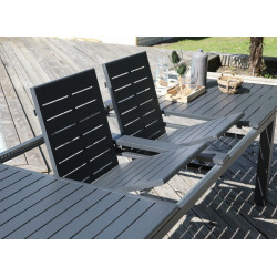 Table de jardin rectangulaire extensible Genes - graphite 220/270/320 cm - PROLOISIRS