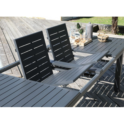 Table de jardin rectangulaire extensible Genes - graphite 220/270/320 cm - PROLOISIRS