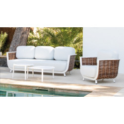Salon de jardin Marrakech en aluminium et résine tressée - Set complet 3+2 places - Luna Distribuciones