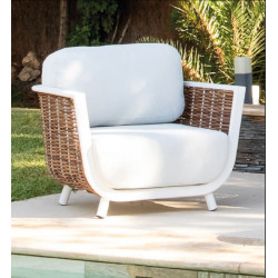 Salon de jardin Marrakech en aluminium et résine tressée - Set complet 3+2 places - Luna Distribuciones