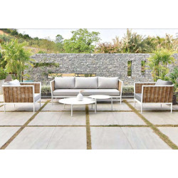 Salon de jardin CORAL en aluminium et résine tressée - Set complet 3+2 places de marque Luna Distribuciones, référence: J8981300