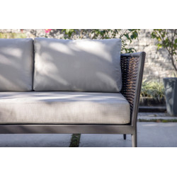 Salon de jardin CORAL en aluminium et résine tressée - Set complet 3+2 places - Luna Distribuciones