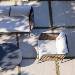 Salon de jardin CORAL en aluminium et résine tressée - Set complet 3+2 places - Luna Distribuciones