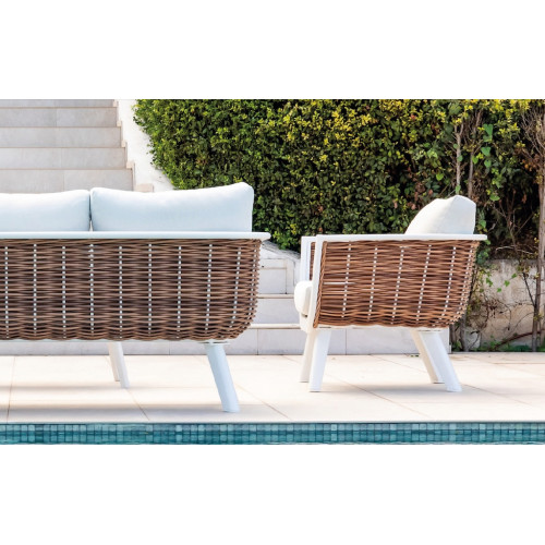 Salon de jardin SUDAN en aluminium et résine tressée - Set complet 3+2 places - Luna Distribuciones