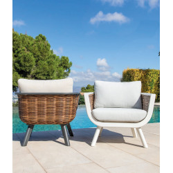 Salon de jardin SUDAN en aluminium et résine tressée - Set complet 3+2 places - Luna Distribuciones