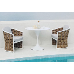 Salon de jardin à manger - CORAL - en aluminium et résine tressée - Table et 2 fauteuils de marque Luna Distribuciones, référence: J8982300