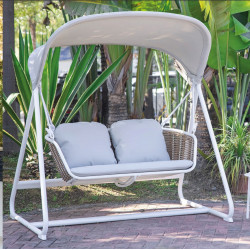 Balancelle de jardin - CORAL - en aluminium et résine tressée - 2 places de marque Luna Distribuciones, référence: J8982400