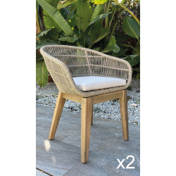 Fauteuils à manger - POLINESIA - en bois et cordes tressées - Set de 2 de marque Luna Distribuciones, référence: J8983000