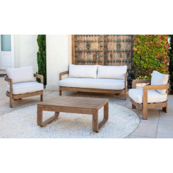 Salon de jardin sofa - CORCEGA - en aluminium façon bois - Set complet 3+2 places de marque Luna Distribuciones, référence: J8983300