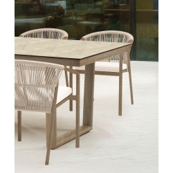 Salon de jardin à manger - MASAI - en aluminium façon bois - Table et 6 fauteuils - Luna Distribuciones