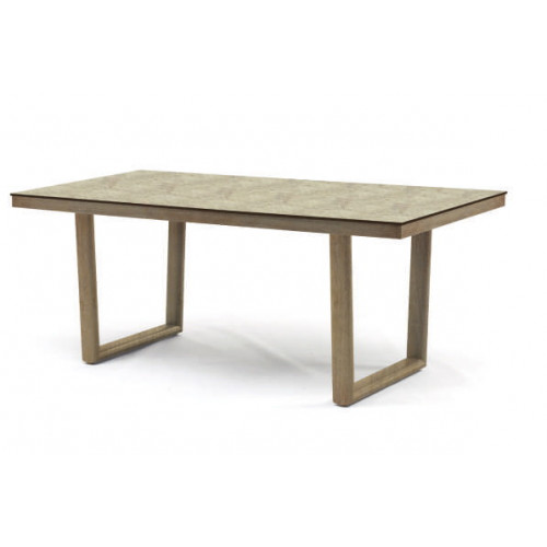 Salon de jardin à manger - MASAI - en aluminium façon bois - Table et 6 fauteuils - Luna Distribuciones