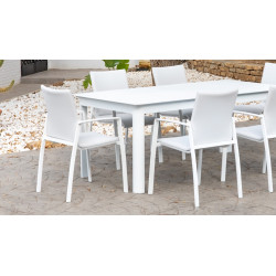 Fauteuils à manger en aluminium - MONTERREY - finition blanche - tissu Batyline gris - set de 2 de marque Luna Distribuciones, référence: J8986000