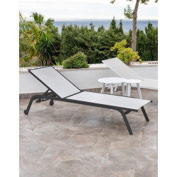 Bain de soleil Aluminium - MARBELLA - Aluminium - Tissus gris textilene - 1 place de marque Luna Distribuciones, référence: J8991000