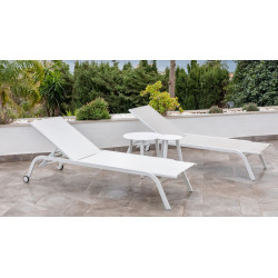 Bain de soleil Aluminium - MARBELLA - Aluminium - Tissus blanc textilene - 1 place de marque Luna Distribuciones, référence: J8991100