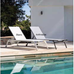 Bain de soleil Aluminium - MARBELLA - Aluminium - Tissus blanc textilene - 1 place - Luna Distribuciones