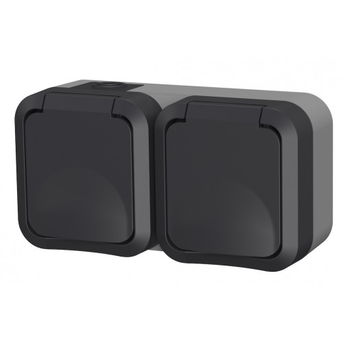 Double prise horizontale extérieur IP55 - Aquapro - Quarx