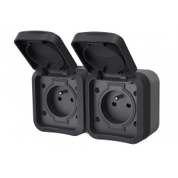Double prise horizontale extérieur IP55 - Aquapro - Quarx
