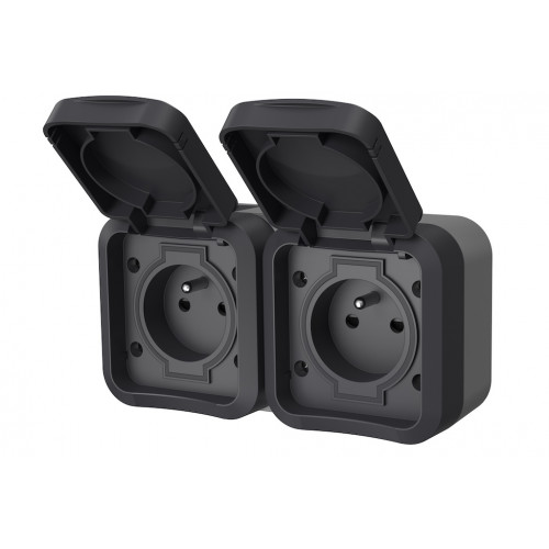 Double prise horizontale extérieur IP55 - Aquapro - Quarx