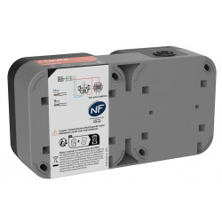 Double Va et vient + Prise horizontale extérieur IP55 - Aquapro - Quarx