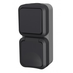 Double Va et vient + Prise verticale extérieur  IP55 - Aquapro de marque Quarx, référence: B8998500
