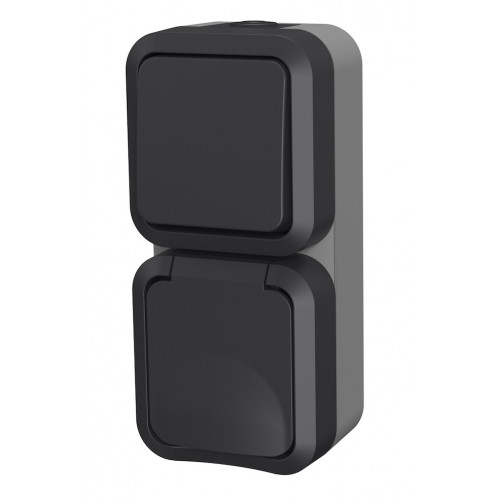 Double Va et vient + Prise verticale extérieur IP55 - Aquapro - Quarx