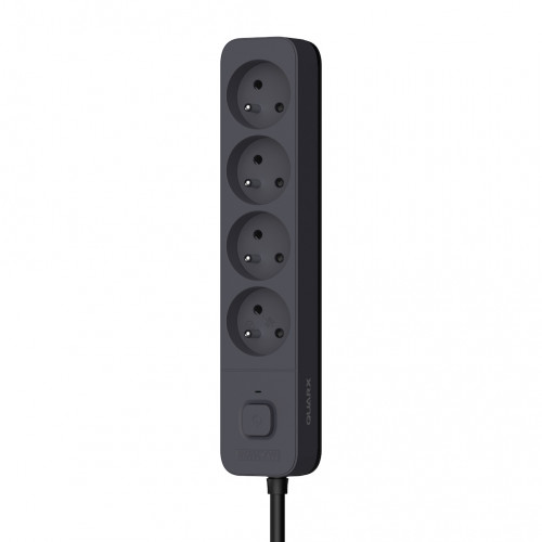 Multiprise 4P 2P+T16A + 3 USB-A, câble 3G1,5mm2, 1,5 mètre, Noir/Gris - Quarx