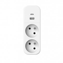 Biplite 2P+T16A + 2USB, Bi-ton blanc/gris - Quarx