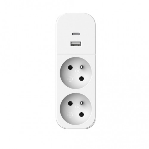 Biplite 2P+T16A + 2USB, Bi-ton blanc/gris - Quarx