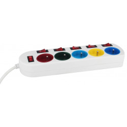 Multiprise 5P 2P+T 16A avec repères couleurs, 6 interrupteurs de marque Gao, référence: B9000000