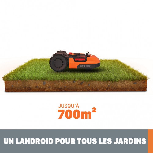 Robot tondeuse connecté jusqu'à 700 m² - WR165E - largeur coupe 18 cm - orange - Worx
