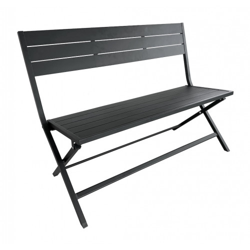Banc pliant - LUCCA - Aluminium époxy graphite - Lattes - 120 cm - PROLOISIRS