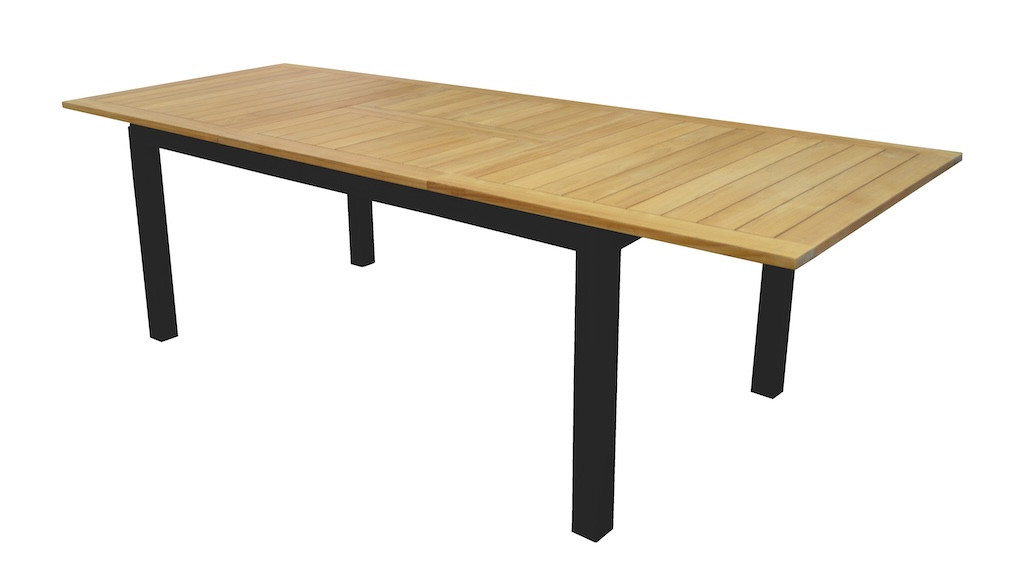 Table extensible MADAGASCAR Aluminium Teck FSC 100% Allonge papillon 180260 x 100 cm