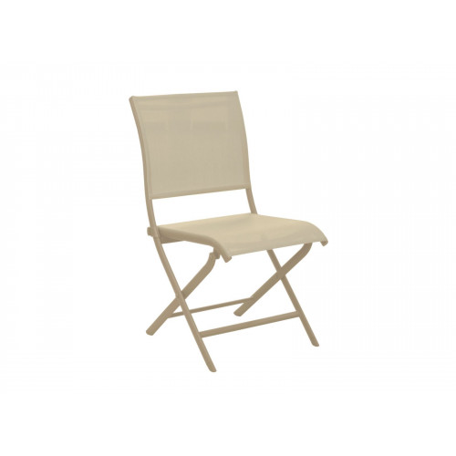 Chaise pliante - ELEGANCE - Aluminium époxy - Toile TPEP crème chevron - PROLOISIRS