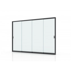Cloison Vitrée 4M pour Pergola Autoportée - Verre Trempé - Aluminium Blanc - PROLOISIRS