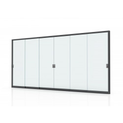 Cloison Vitrée 6M pour Pergola Autoportée - Verre Trempé - Aluminium Graphite - PROLOISIRS