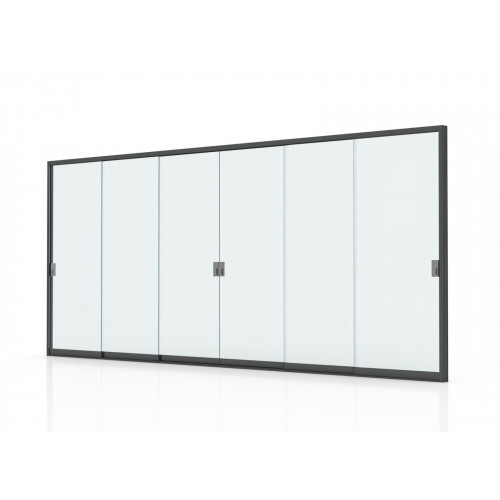 Cloison Vitrée 6M pour Pergola Autoportée - Verre Trempé - Aluminium Graphite - PROLOISIRS