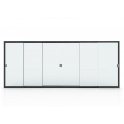 Cloison Vitrée 6M pour Pergola Autoportée - Verre Trempé - Aluminium Graphite - PROLOISIRS
