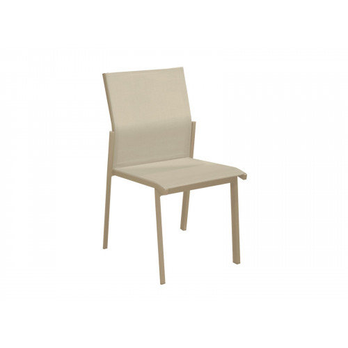 Chaise empilable - DELIA - Aluminium époxy crème - Toile TPEP chevron - PROLOISIRS